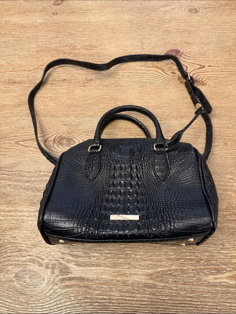 Faux Croc-Embossed Women’s Handbag in Black